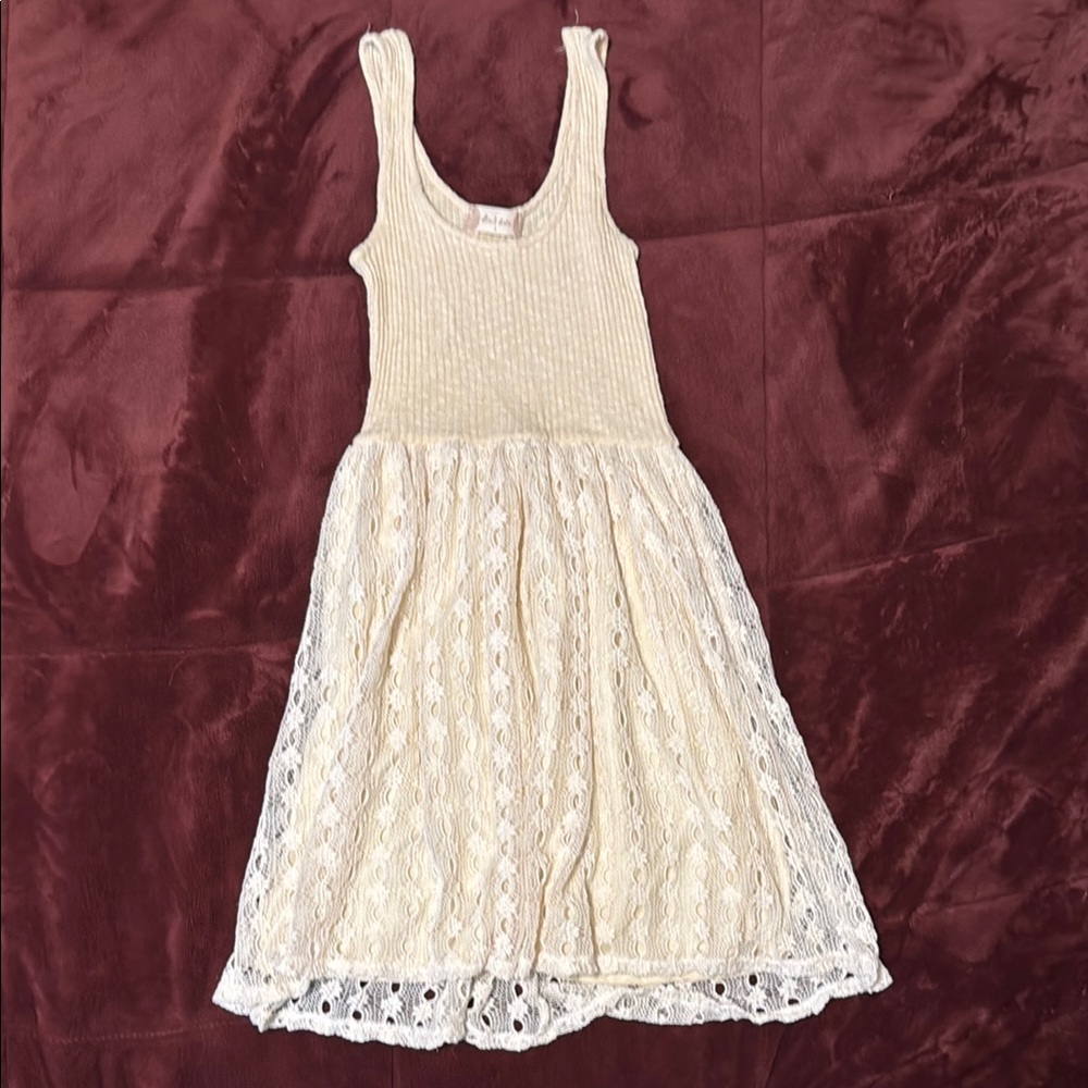Altar'd State Cream Sleeveless Scoop Neck Mini Dress